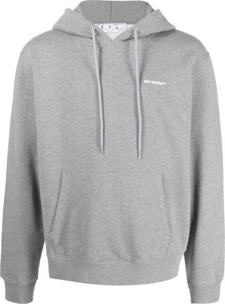 Off-white Wave Outline Diagonal Slim Hoodie Grey Marl OMBB097F22FLE0150801