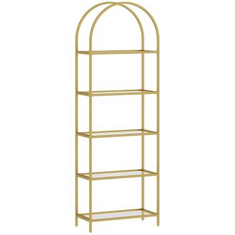 HOMCOM Estanter&iacute;a de vidrio 60x30x175 cm oro