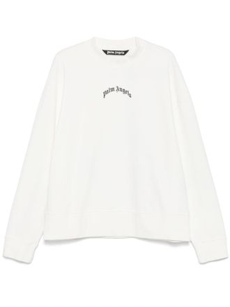 Palm Angels White Crewneck Logo Sweatshirt