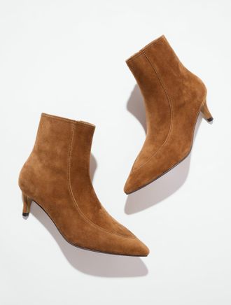 Talbots Kait Suede Flare Ankle Boots - Caramel - 10 1/2 M Talbots