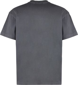 Palm Angels Mens Cotton Crew-Neck T-Shirt Grey T-Shirts And Polos