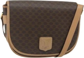 Celine Pre-owned Cross Body Bags, female, Brown, Size: ONE SIZE Pre-owned Macadam Canvas Shoulder Bag