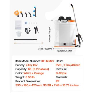 OEM Pulverizador De Mochila, Gran Capacidad, Ligero Y Port&aacute;til, 3,2 Galones (12 Litros)