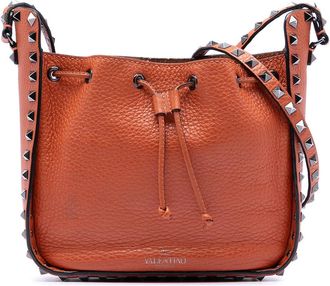 Valentino Pre-owned Valentino Grained Calfskin Rockstud Bucket Bag TV-M178WSH2
