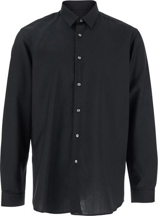 low brand Black Shirt With Classic Collar And Button Closure In Fabric Man