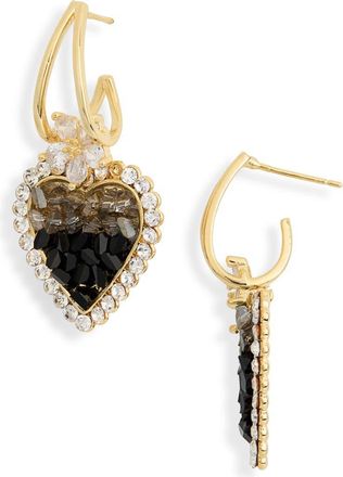 Eye Candy Los Angeles Jacqueline Black Heart Drop Huggie Hoop Earrings in Gold at Nordstrom Rack