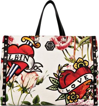 Philipp Plein Canvas Tote Bag Love - Dames - Shoppers - Veelkleurig - ONE Size - Katoen - Tassen
