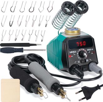 OEM Kit De Grabado En Madera 939d-vi Con Doble Pluma Y Pantalla Digital, 20 Puntas De Alambre, Pluma De Pirograbado Desmontable, 2 Piezas De Madera, Herra