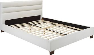 Vente-Unique Cama FAUSTIN - 140x190 cm - Piel sint&eacute;tica blanca