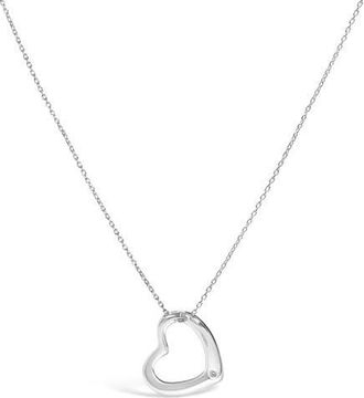 House of Brilliance Sterling Silver Bezel Set Diamond Accent Heart Pendant Necklace at Nordstrom