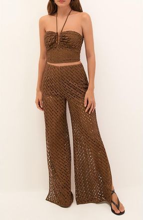 Vix Venice Wide Leg Cotton Cover-Up Pants in Brown at Nordstrom, Size X-Small