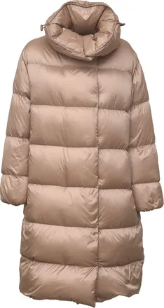 Add Rasolight Down Drawstring Neck Quilted Long Down Coat