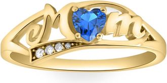 Pompeii3 5/8Ct Heart Shaped Sapphire & Diamond Mom Ring in White, Yellow or Rose Gold
