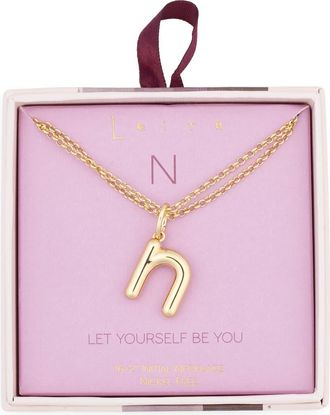 Leith Lowercase Initial Bubble Pendant Necklace in N- Gold at Nordstrom Rack