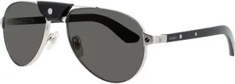 Cartier Mens Silver Tone Rectangular Sunglasses CT0495S003