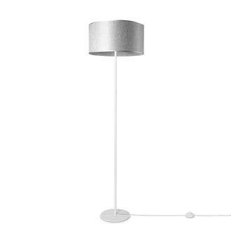 Paco Home Paco Home - L&aacute;mpara Pie Sal&oacute;n Pantalla Tela De Mesa Pantalla Textil E27 Luz Nocturna Gris (&oslash;38 Cm), L&aacute;mpara De Pie-blanco - Tipo 2