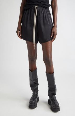 Rick Owens Silk Satin Boxer Shorts in Black at Nordstrom, Size 10 Us