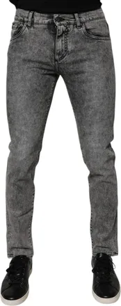 Dolce & Gabbana Mens Dark Gray Washed Cotton Slim Fit Denim Jeans Elastane Clothing