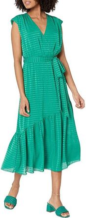 Little Mistress Mock Wrap Midi Dress Womens Dress Green : 16, Chiffon