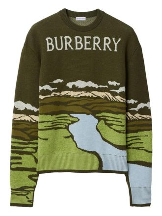Burberry jacquard-knitted sweater - Green
