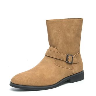 Generic Mens Suede Leather Warm And Non-Slip Shoes, Round-Toe Zippered Ankle Boots, Outdoor Casual Walking Shoes, Suitable for Everyday Wear,Yellow,12.5 UK