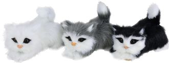 I.GE.A. Dekofigur »Tierfigur mini Katzen 3er Set« Kunstfell Statue Ornament Dekotier Deko-Objekt Pelztier Plüschtier