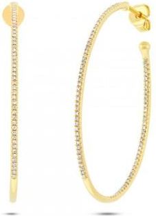 Allurez 0.46ct 14k Yellow Gold Diamond Oval Hoop Earrings