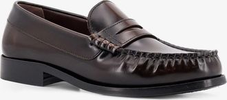 Alohas Womens Loafers Leather Rivet Brown