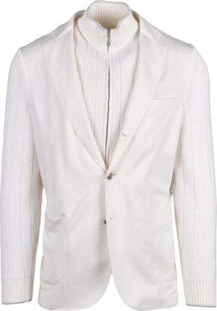 Eleventy Blazer van lichte breistof - Heren - Blazers - Beige - M - Wol - Jassen