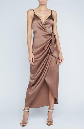 L'agence Amilia Silk Maxi Wrap Dress in Sparrow at Nordstrom Rack, Size 0