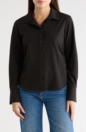 DKNY Everyday Stretch Long Sleeve Button-Up Shirt in Black at Nordstrom Rack, Size Medium