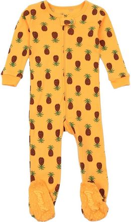 Leveret Footed Cotton Matching Family Pajamas, Nature & Water Prints in Pineapple at Nordstrom, Size 12-18M
