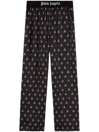 Palm Angels Pantaloni Bear Monogram - Nero