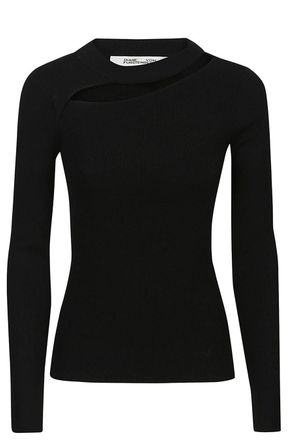 Diane Von F&uuml;rstenberg Black Cotton Printed Long-Sleeve T-Shirt