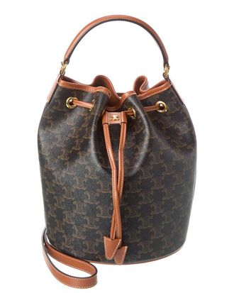 Celine Celine Clara Triomphe Canvas & Leather Bucket Bag