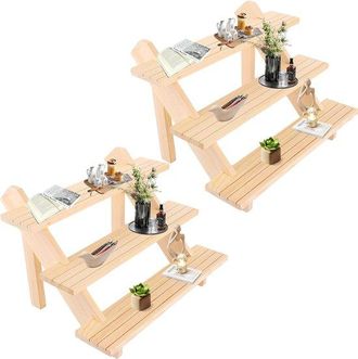 OEM 2 Soportes De Exhibici&oacute;n De 3 Escalones, Soportes De Madera Para Escaleras, Soportes De Joyer&iacute;a De Madera Para Manualidades, Figuras, Joyas