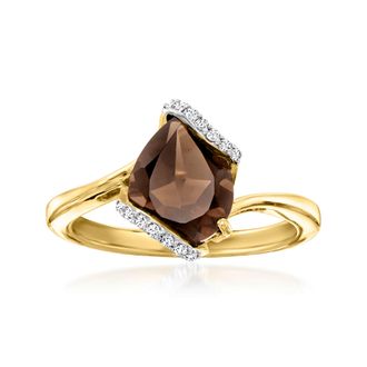 Ross-Simons Smoky Quartz Ring With Diamonds in 18kt Gold Over Sterling