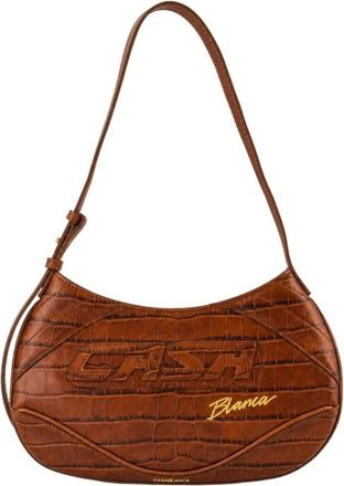 Casablanca Slim Biker Schoudertas - Dames - Tassen - Bruin - Maat: ONE Size Leer