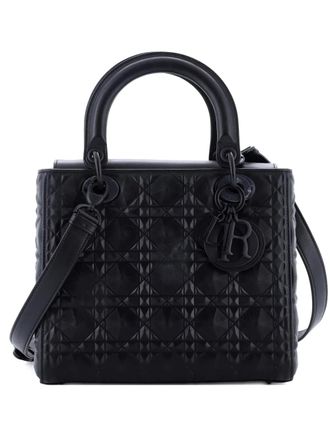 Dior Lady Dior Bag Diamond Motif Cannage Calfskin Medium shoulder bag - Zwart