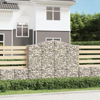 Berkfield Home Arched Gabion Baskets 2 pcs 200x50x160/180 cm Galvanised Iron in Silver