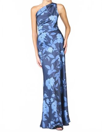 Sachin & Babi Delphine One Shoulder Gown In Galaxy Roses