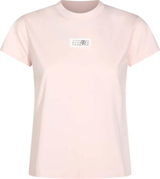 Maison Margiela Pink Cotton Jersey T-Shirt With Logo Patch