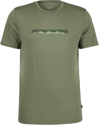 Stoic Merino155 LaholmSt. Print T-Shirt Ridge Merinoshirt f&uuml;r Herren | oliv
