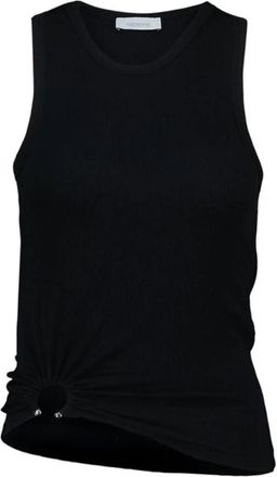 Paco Rabanne Ribbed Tank Top met Ring Detail - Dames - Tops zonder mouwen - Zwart - 3XS - Katoen - Tops