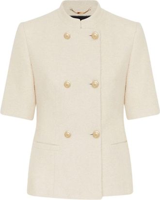 Kiton Double-Breasted Kasjmier Zijde Blazer - Dames - Blazers - Beige - S - Kasjmier - Jassen