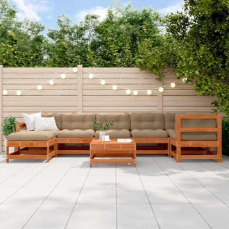 vidaXL Vidaxl Conjunto De Sof&aacute;s De Jard&iacute;n 8 Uds. Marr&oacute;n Cera