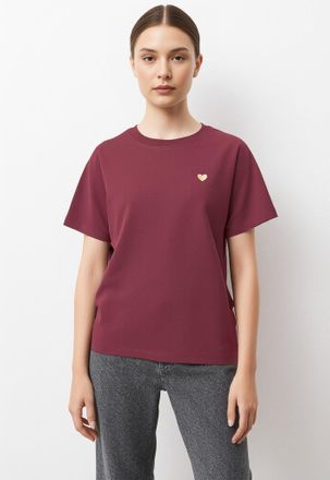 Jacqueline de Yong Kurzarmshirt JDY JDYPISA S/S PRINT TOP JRS NOOS, Damen, Gr. M, gold (cabernet detail:gold heart), Jersey, Obermaterial: 100% Baumwolle, bedruckt, regu