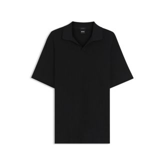 BOSS Jacquard-pattern polo shirt with Johnny collar