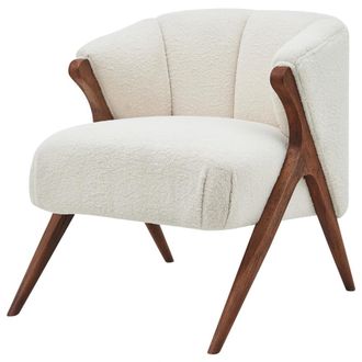 New Pacific Direct Florence Faux Shearling Fabric Accent Chair Brown Legs