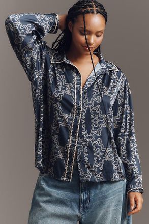 Hutch Kodie Long-Sleeve Silky Buttondown Blouse